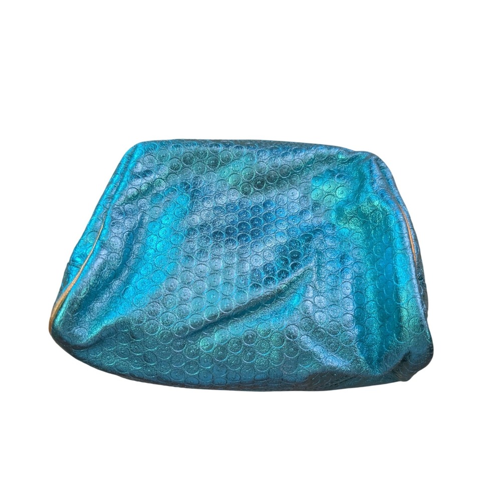 Diane Von Furstenberg Gemma Makeup Bag Pouch Turquiose Leather Mermaidcore Vacay